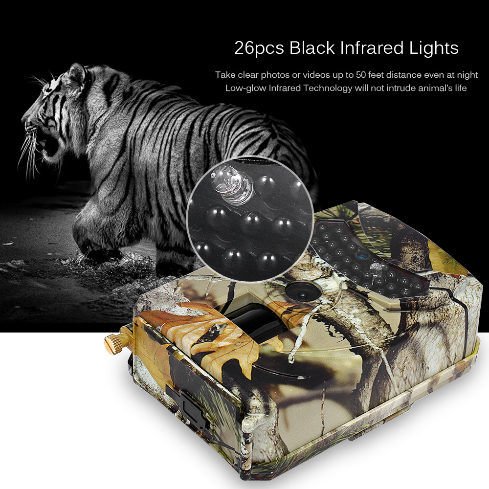 Night Vision Digital Hunting Camera Waterproof Trap Tracking Camera 26 IR LED 120 Degree 12MP Wild Camera